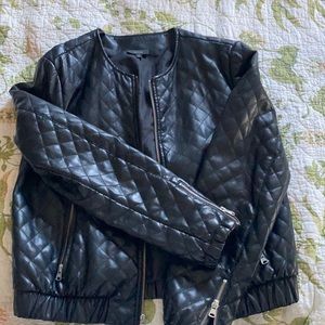 Quilted bomber jacket faux leather